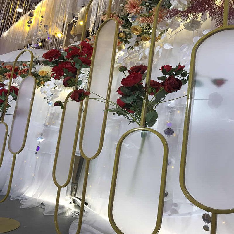 义乌好货婚礼舞台布置铁艺错位椭形二件套摆件 光膜路引婚庆 婚庆庆典道具细节图