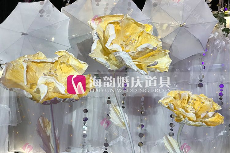 义乌好货婚礼舞台布置用品婚庆橱窗装饰道具手工纸花摆件仿真花彩绘花路引详情图3