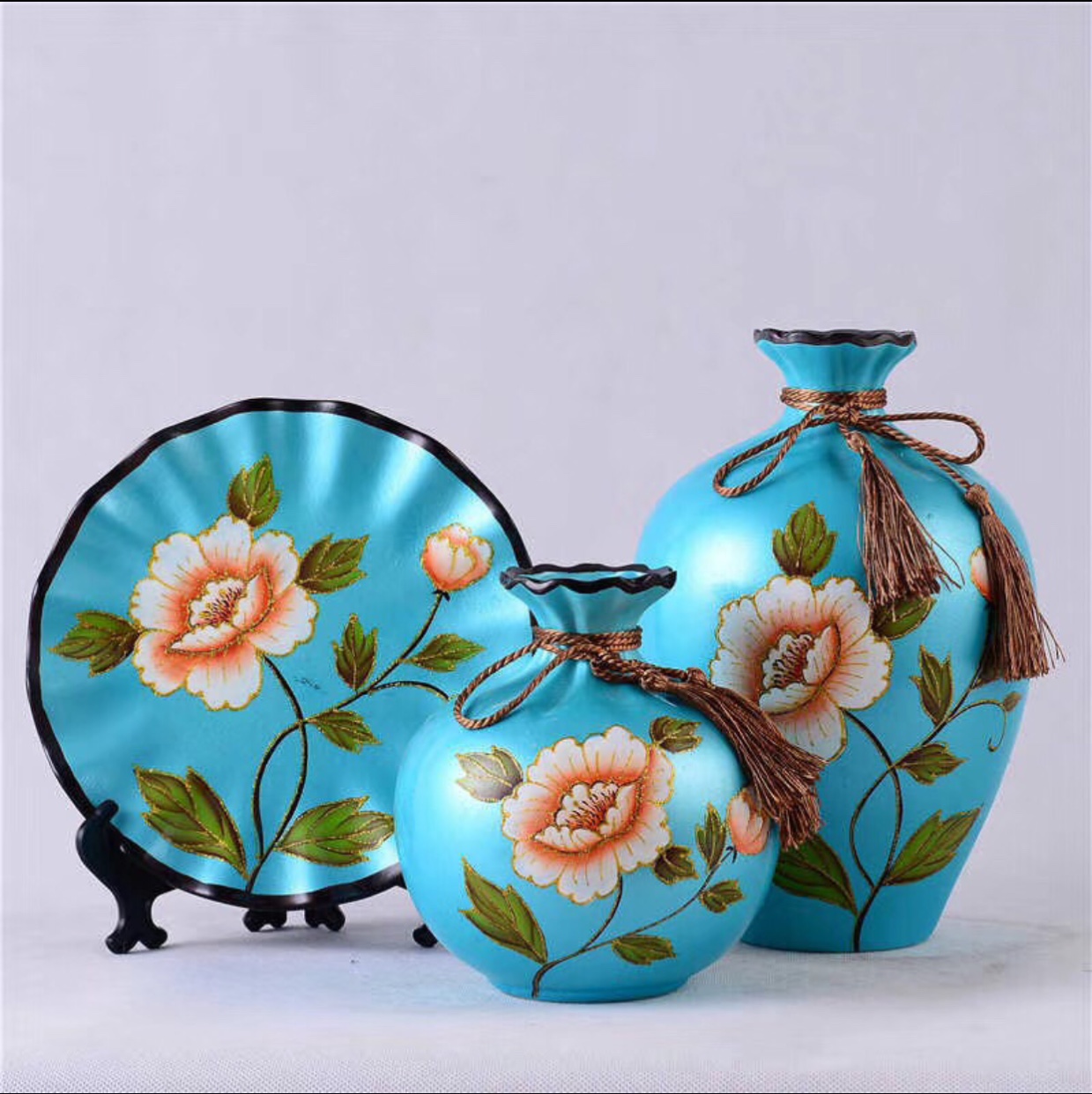 Yiwu Selection Chinese hand-painted ceramic vase three sets of hotel porch furniture decorative study flower arrangement