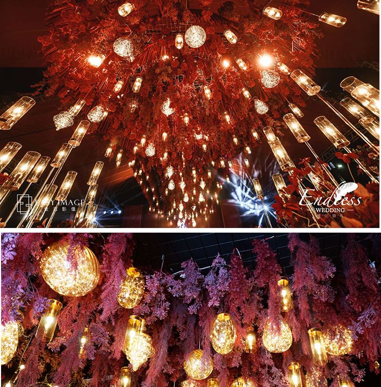 Yiwu Good Goods 2020 New Style Wedding Stage Decoration Glass chandelier decoration Wedding decoration Chandelier shape copper wire Chandelier detail image 3