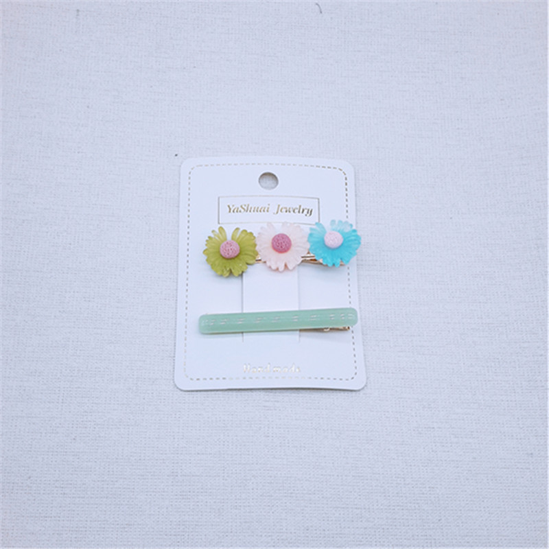 New Korean version hair accessories: Sister and brother fresh bangs clips, fashionable and cute hair clips, jade clips, small flower duckbill clips Specification image