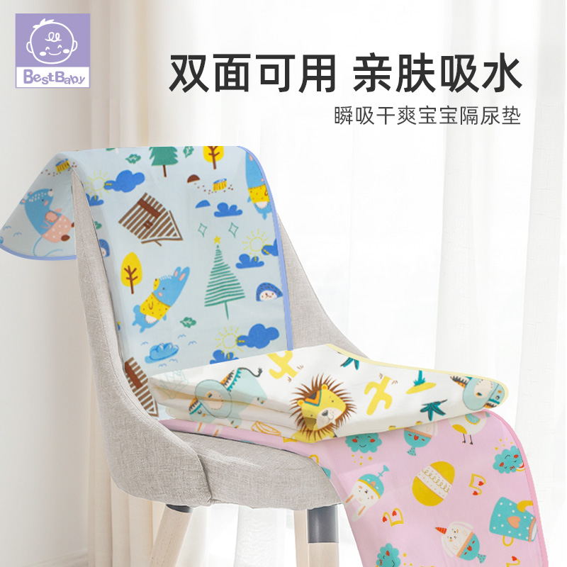 The washable double-sided milk thread anti-urine pad and cartoon baby care pad for foreign trade detail image 4