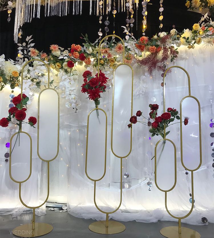 义乌好货婚礼舞台布置铁艺错位椭形二件套摆件 光膜路引婚庆 婚庆庆典道具详情图11