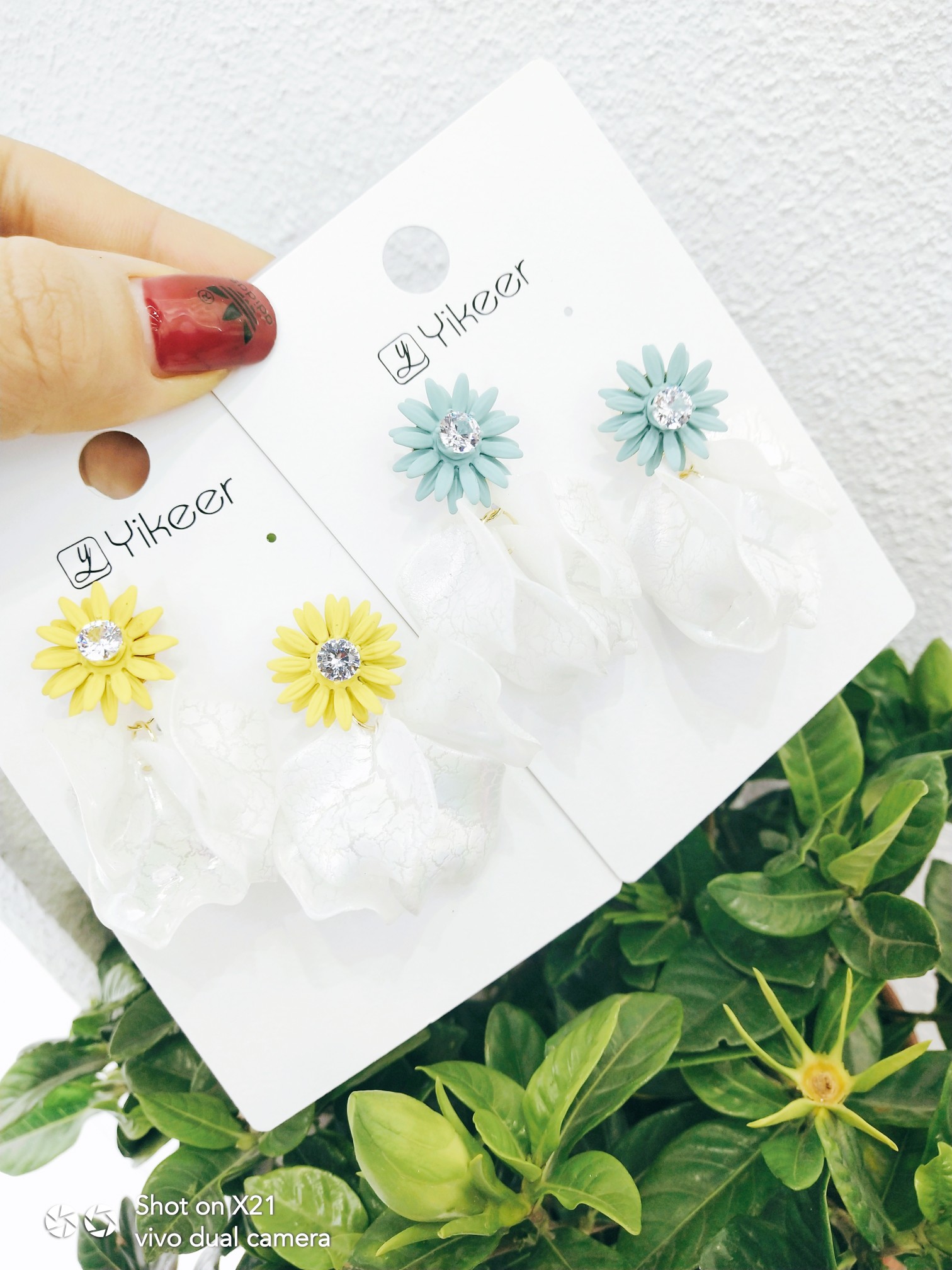 S925 Japanese wind ins hot style pearl color forest versatile stereo stud earrings temperament earrings thumbnail