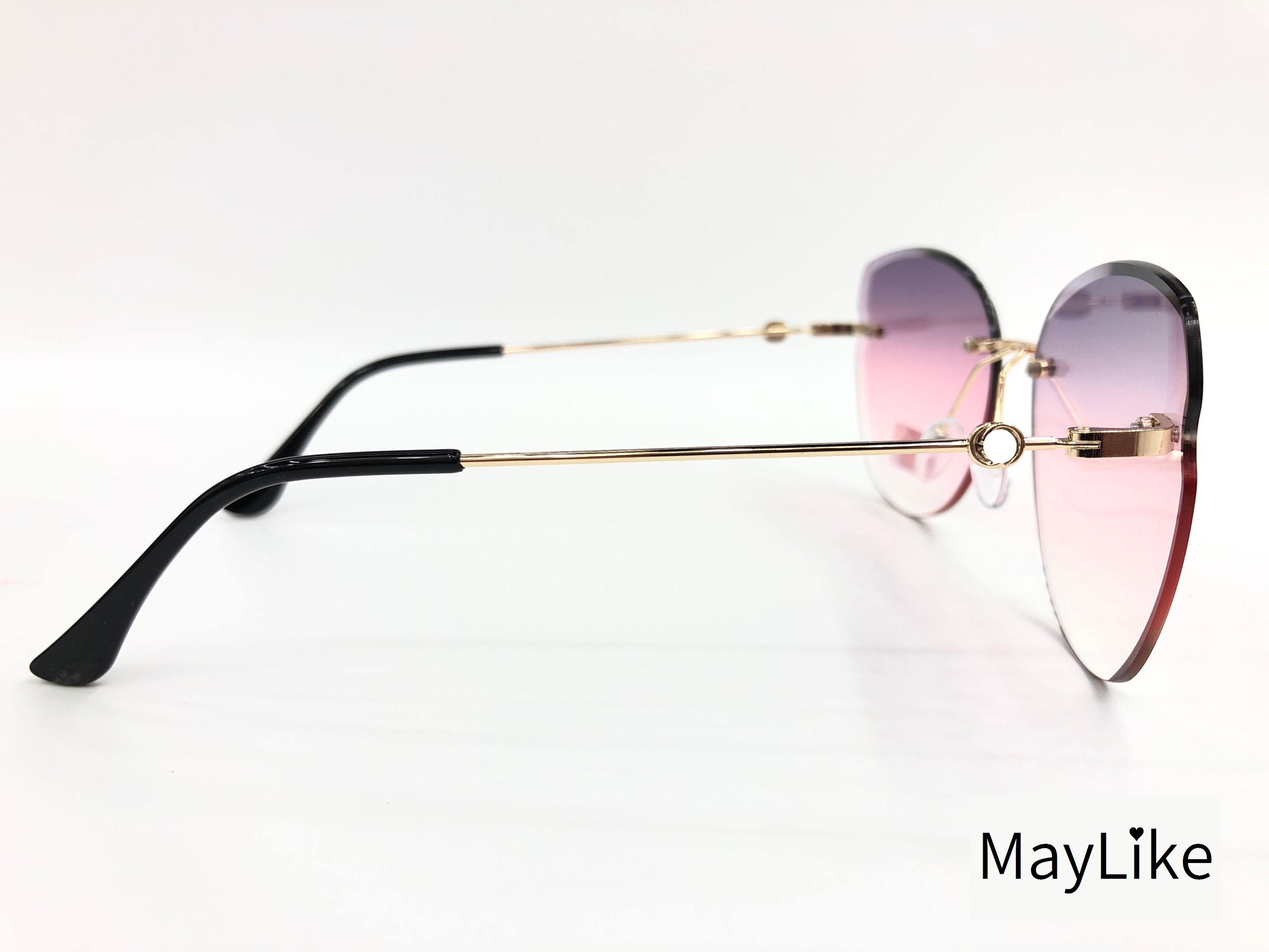 22837-627 女款 钻石切边 无框海洋片 UV400 太阳镜 批发详情图4