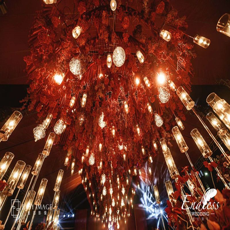 Yiwu Good Goods 2020 New Style Wedding Stage Decoration Glass chandelier decoration Wedding decoration Chandelier shape copper wire Chandelier Application Scenario