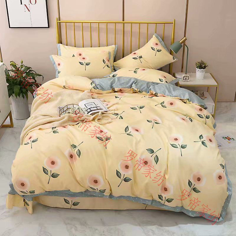 Pure cotton 60-piece long-staple cotton four-piece set of simple European bedding web celebrity quilt cover sheet thumbnail