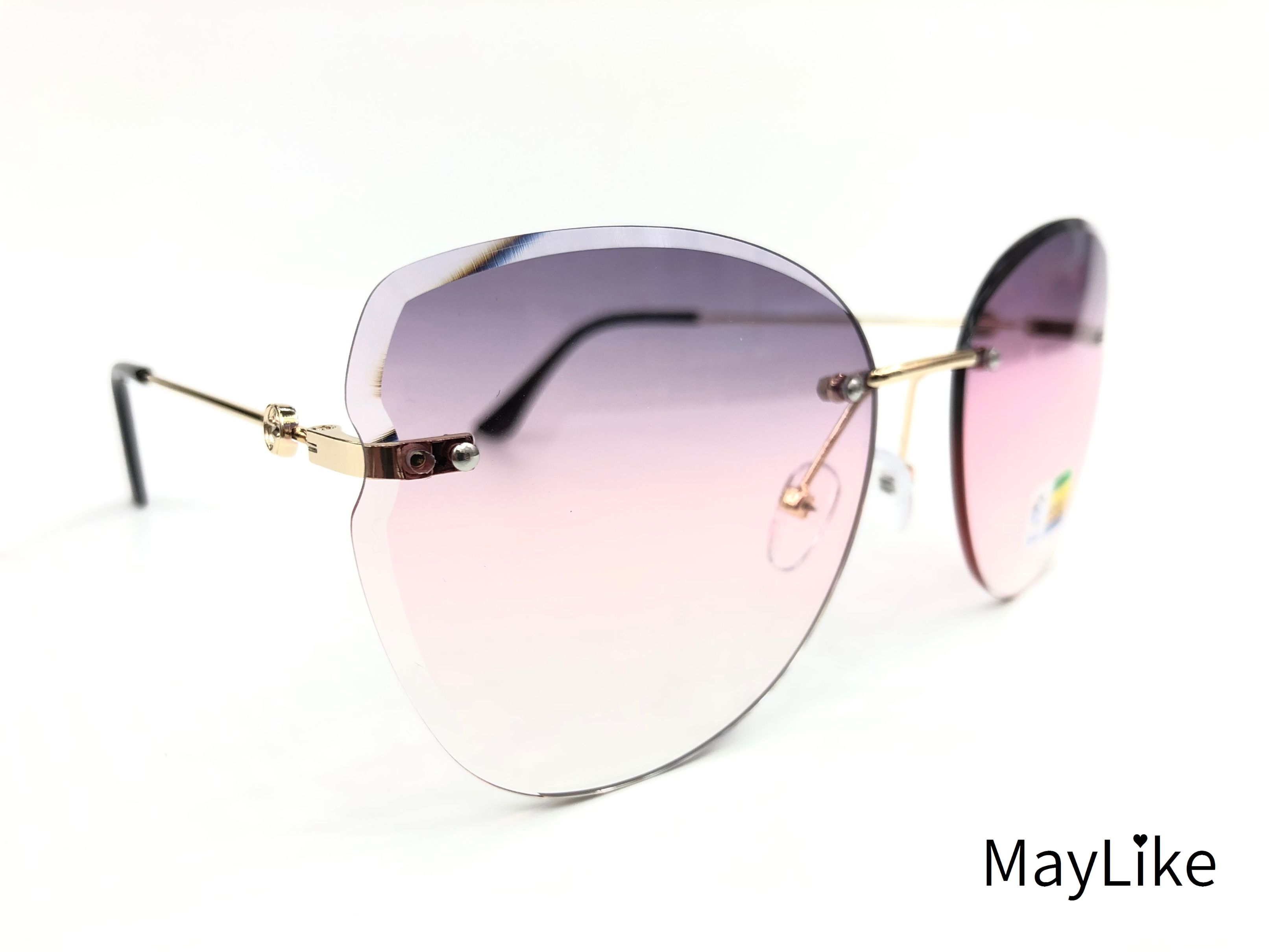 22837-627 女款 钻石切边 无框海洋片 UV400 太阳镜 批发详情图3