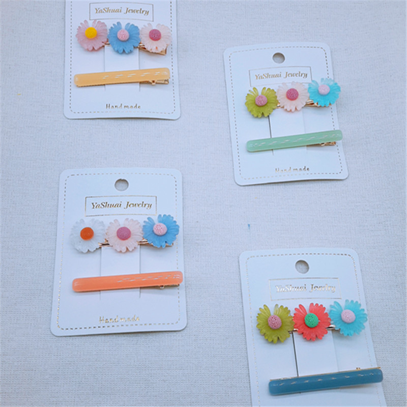 Nueva versión coreana accesorios para el pelo cuñado y hermano pequeño fresco flequillo clip moda lindo clip de pelo jade clip de color pequeña flor duckbill clip
