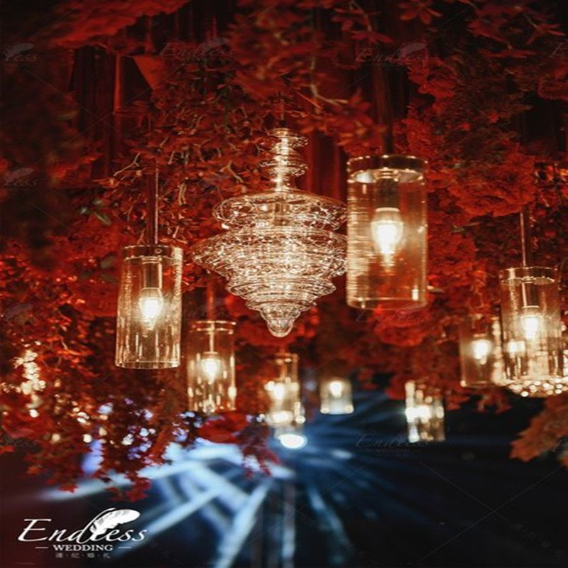 Yiwu Good Goods 2020 New Style Wedding Stage Decoration Glass chandelier decoration Wedding decoration Chandelier shape copper wire Chandelier Specification image