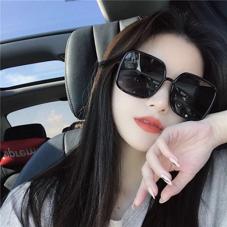 Square large-frame sunglasses for women, trendy black frame, versatile UV protection sunglasses for women with big faces, slimming sunglasses for women Specification image