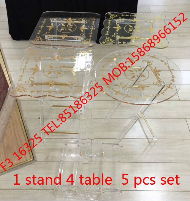 亚克力桌子五件套茶桌折叠桌 IFLY ACRYLIC TABLE SET 咖啡桌茶桌
