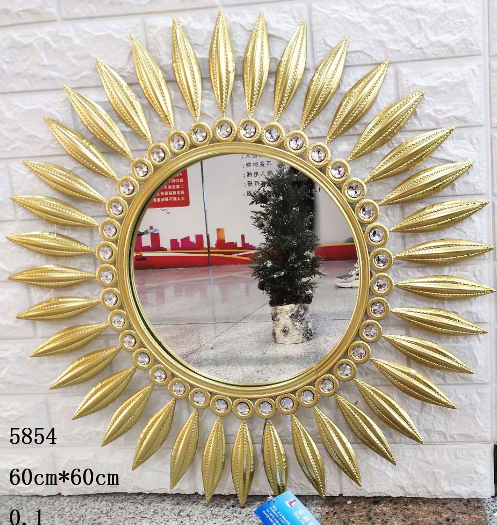 欧式轻奢金属太阳镜子70cm彩色背景墙装饰铁艺镜子详情图11