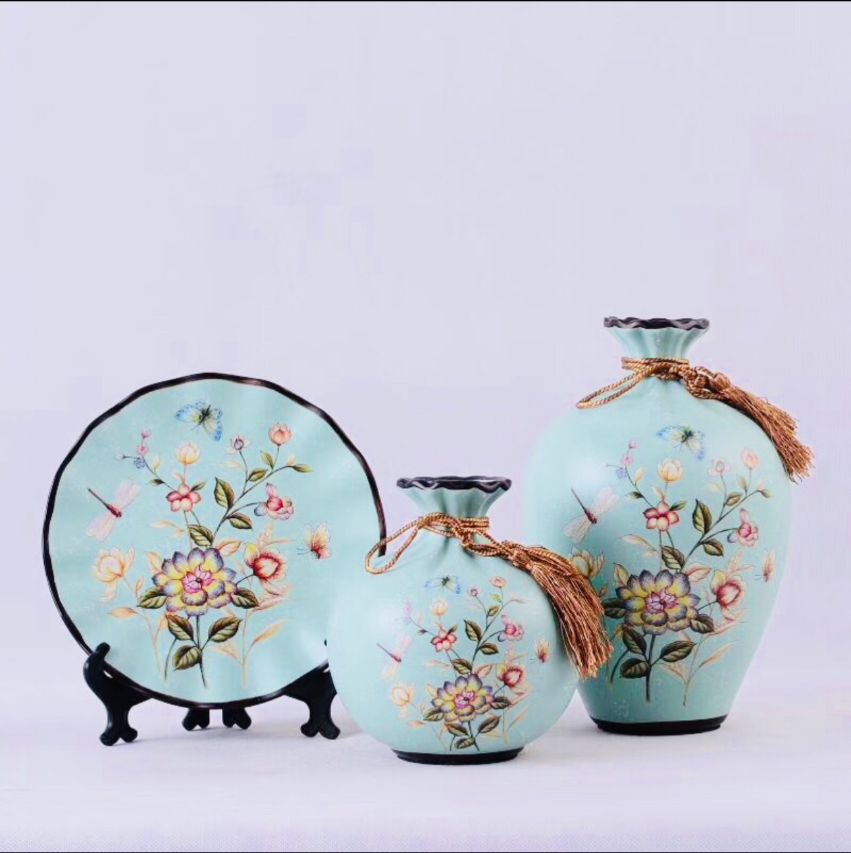 Yiwu fine goods American large ceramic vase three sets of porch TV cabinet wine cabinet dining room study decoration
