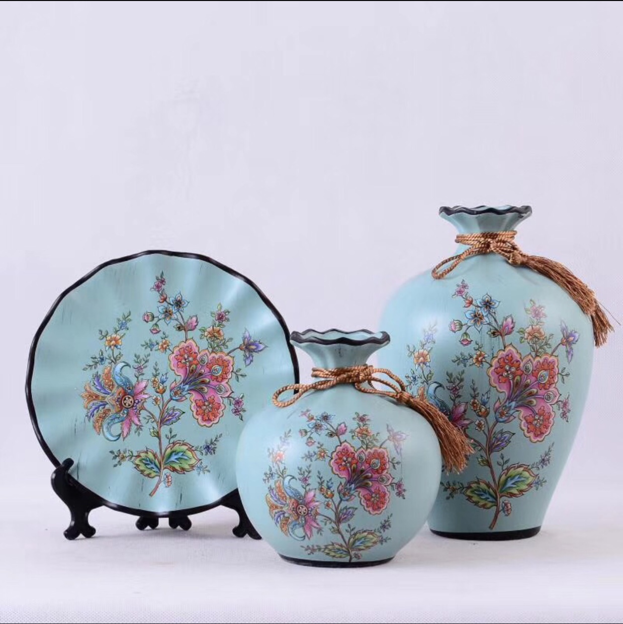 Yiwu fine goods American porcelain vase three sets of furniture at the porch counter decorated floral arts and crafts thumbnail