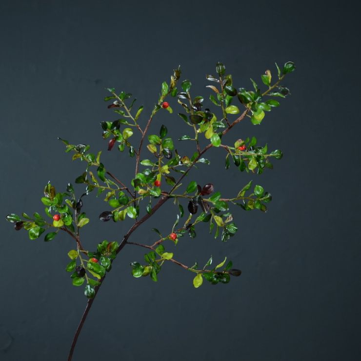 Nordic fresh INS wind simulation small leaves with artificial red fruit artificial flowers living room decoration floral arrangement with materials thumbnail