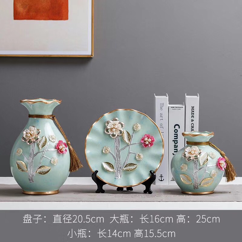 Yiwu fine goods ceramic vase three-piece set hotel home TV cabinet wine cabinet study decorations a piece of arts and crafts thumbnail