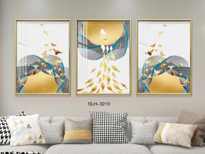 2020新款客厅装饰画 沙发背景墙挂画组合画 轻奢挂画卧室三联画详情图2