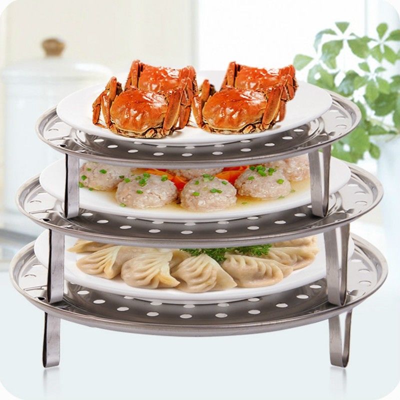 Hand In Hand Multi-Functional Stainless Steel Steam Rack Kitchen Three-Legged Steam Plate Steamed Buns Steamed Steamed Vegetables Rack Steamed Pot Steamer Rack Steamed Pieces