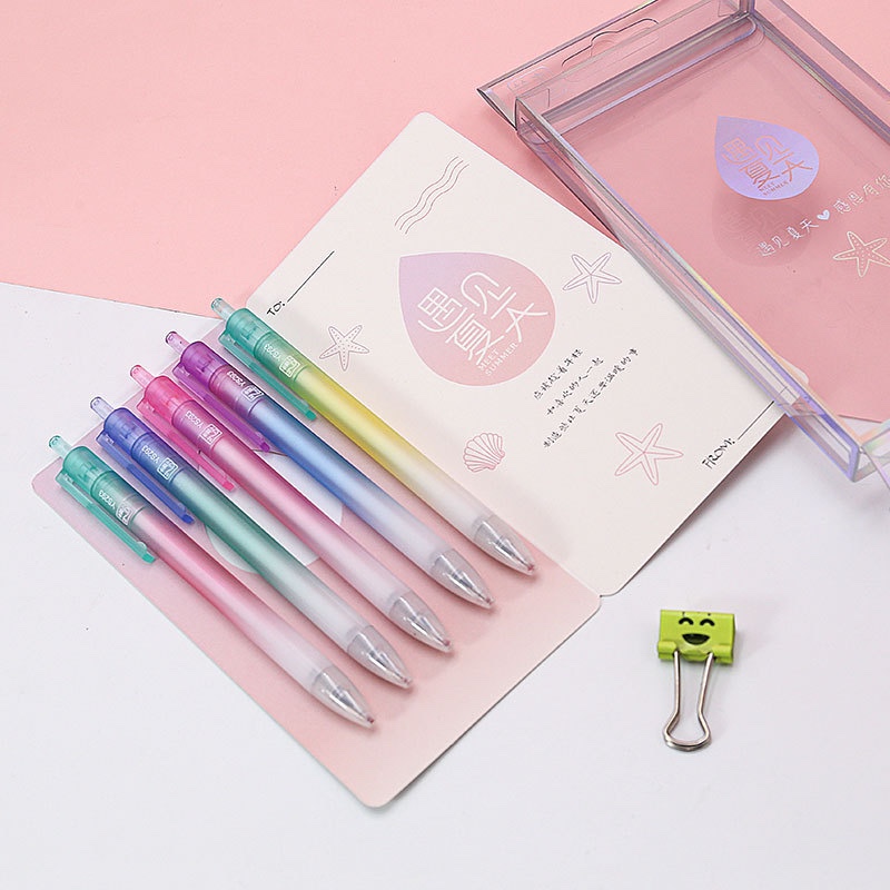 Yiwu Good Goods Art Element Color Neutral Pen Small Fresh And Cute Students With A Creative Cute Stationery Set details Picture