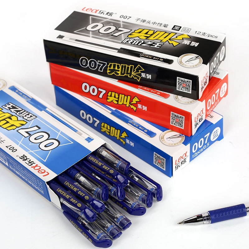 义乌好货 欧标0.5mm黑色签字笔 子弹头黑色水性笔可定制logo批发