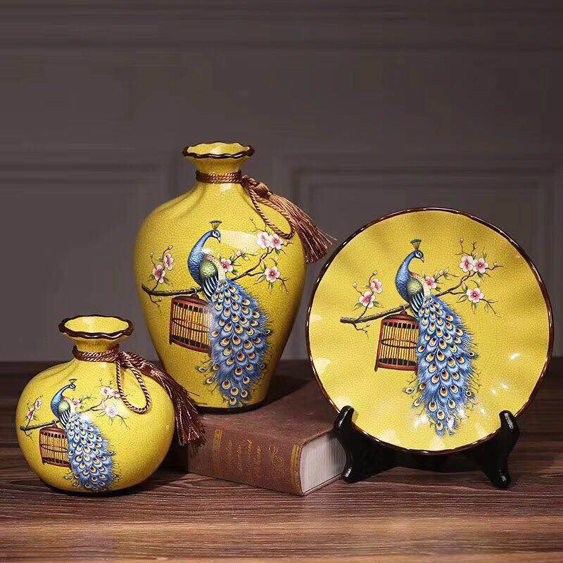 A set of 3 pieces for peacock design vase thumbnail