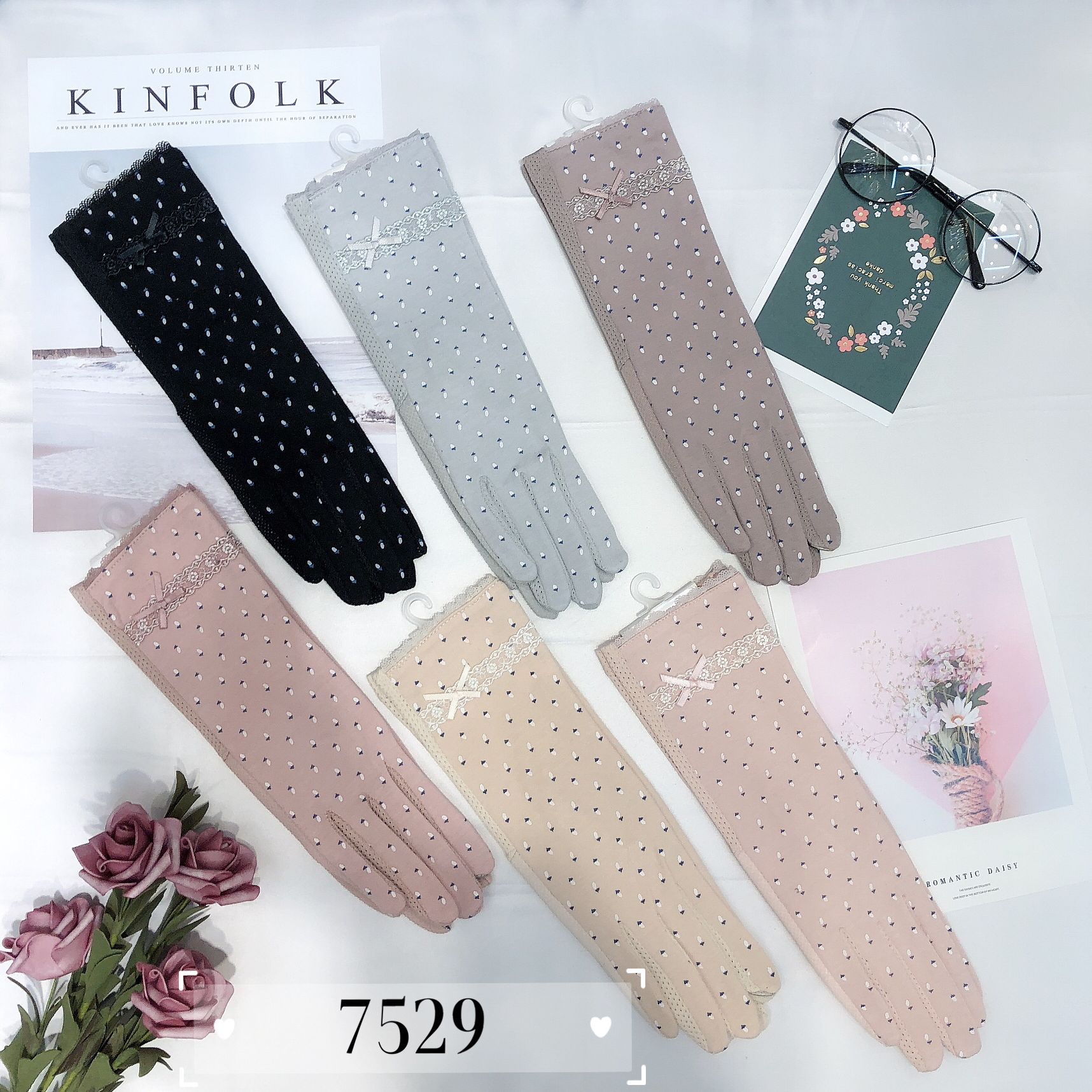 Winter sai Sai 28cm cotton cloth non-slip contact gloves in summer thumbnail