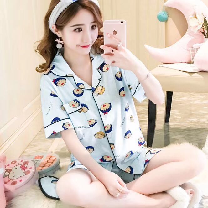 Double Milk Silk Pajamas Set, Home Wear, Pattern, Four Yards M, L, Xl, Xxl undefined