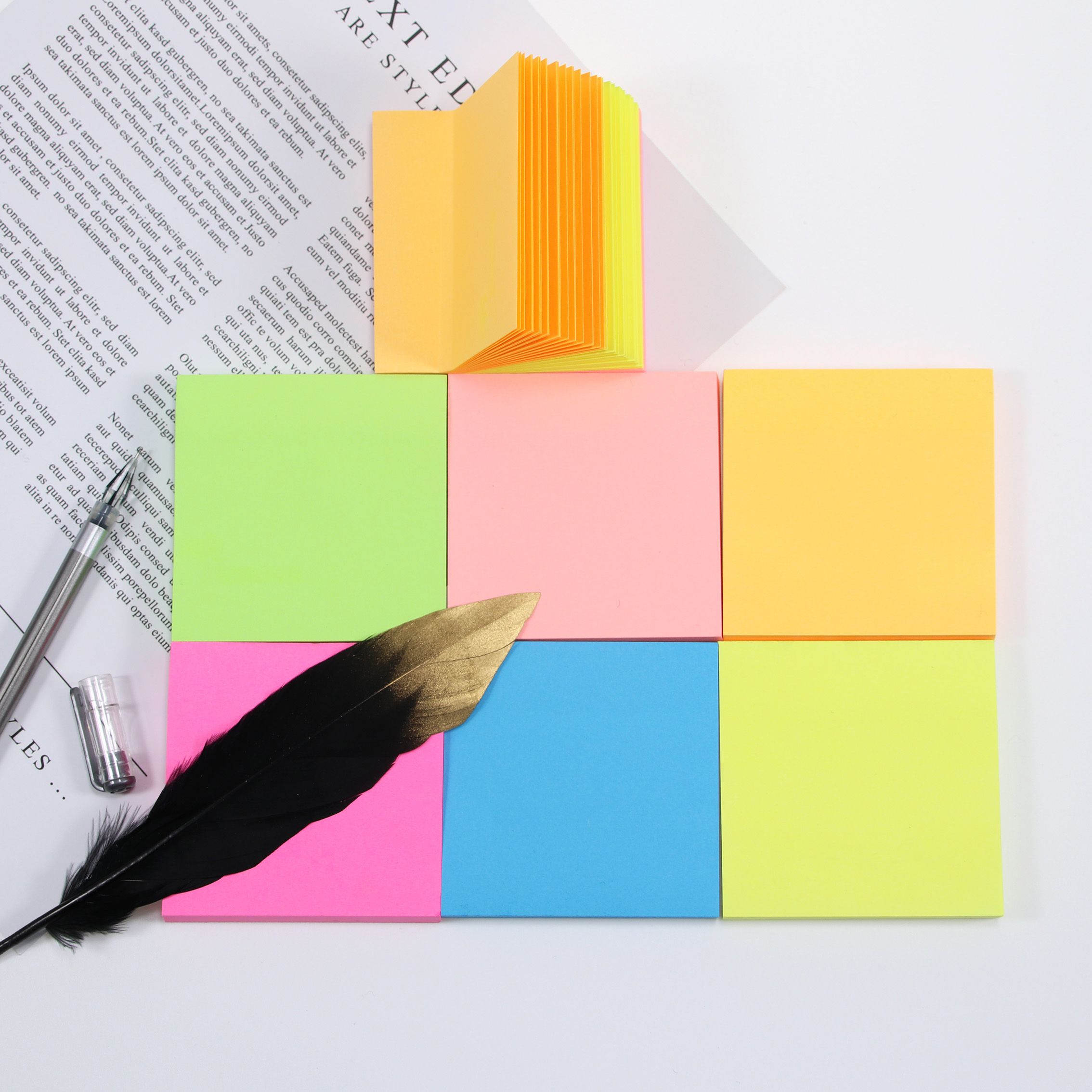 Fluorescent post-it note 3X3 post-it note manufacturer Direct selling creative post-it note paper brick and sticky post-it note sticker book customization thumbnail