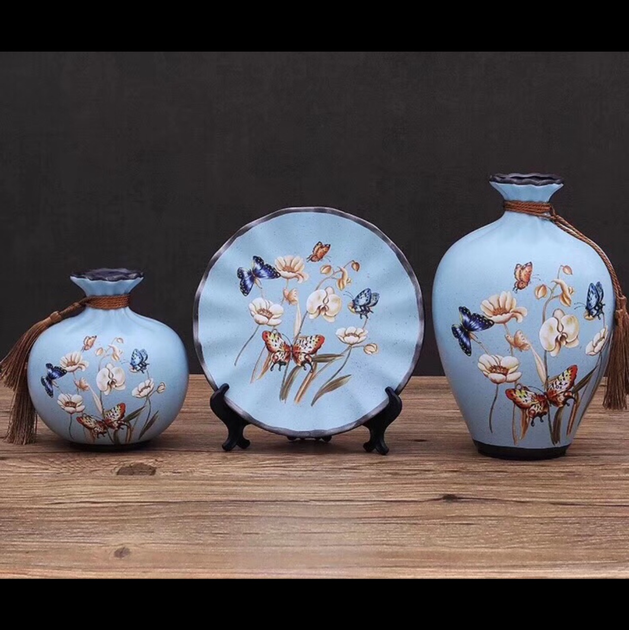 义乌陶瓷花瓶三件套适合各酒店家居及会所装饰插花