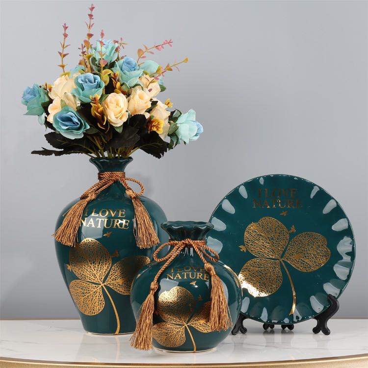 Yiwu Selection large ceramic vase three sets of porch TV cabinet wine cabinet dining room study decorative flower arrangement