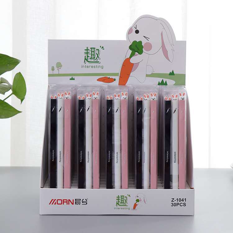 义乌好货 晨兮韩国趣味兔中性笔三支装 盒装创意全针管水性笔详情图1