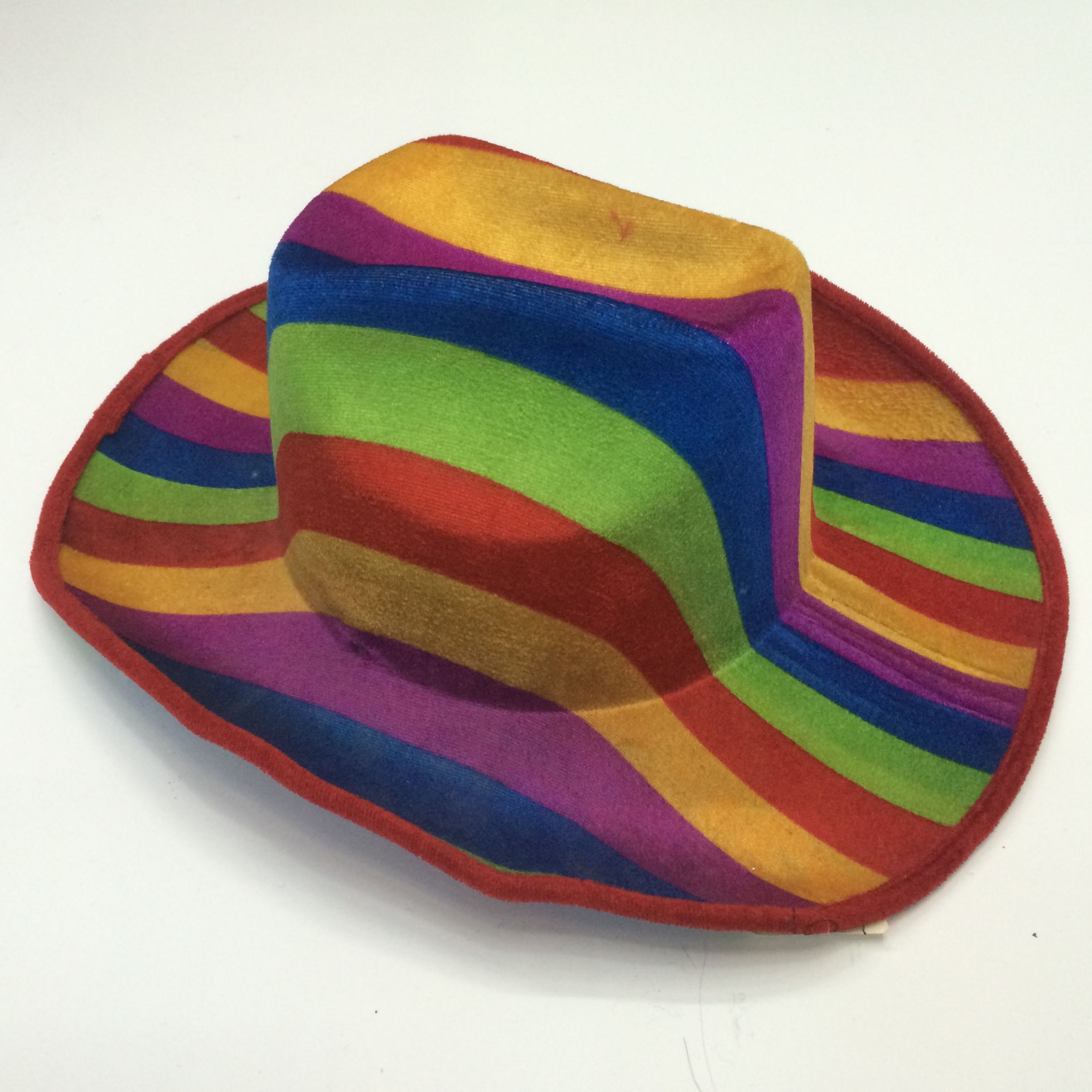 Qianfang Festival Wig hat, foreign gay rainbow striped cowboy hat, festival hat 6545 detail image 1