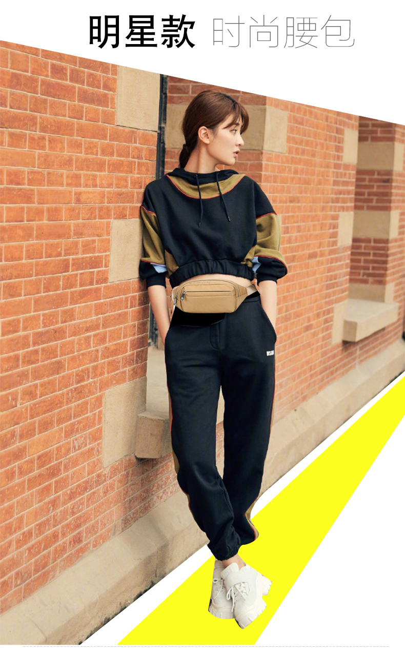 BOBO waist bag, men's waterproof nylon chest bag, women's crossbody multi-functional sports and casual fabric waist bag, trendy detail image 2