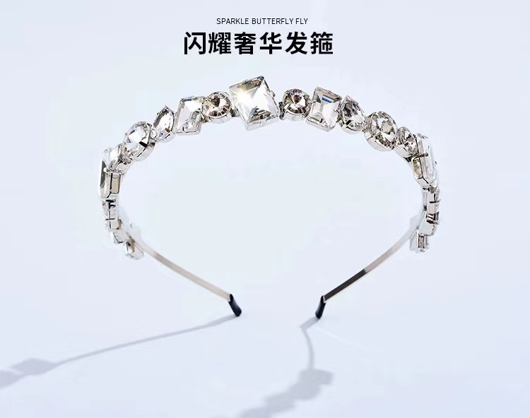 韩版时尚简约几何水晶宝石发箍欧美复古巴洛克风气质头箍产品图