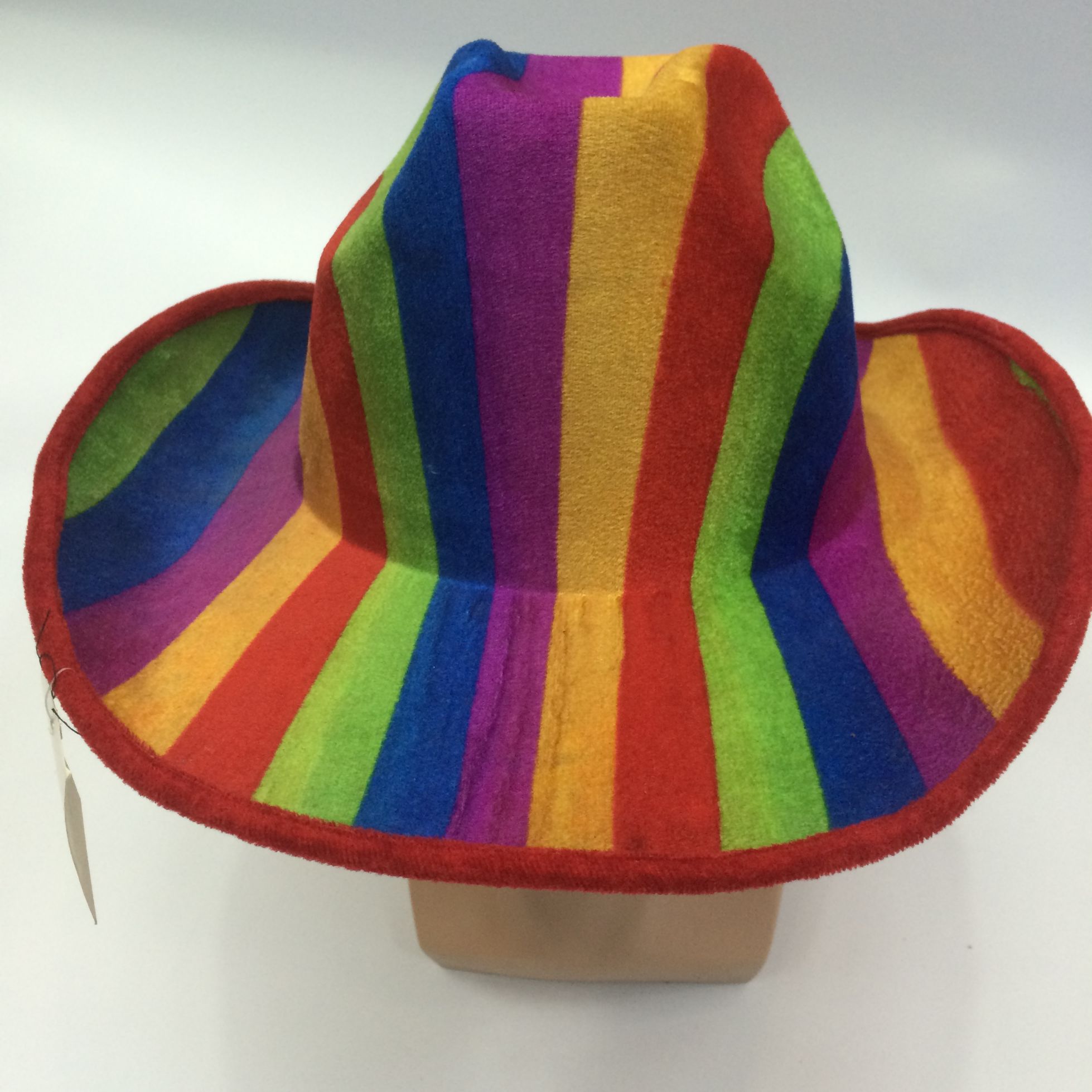 Qianfang Festival Wig hat, foreign gay rainbow striped cowboy hat, festival hat 6545 detail image 2