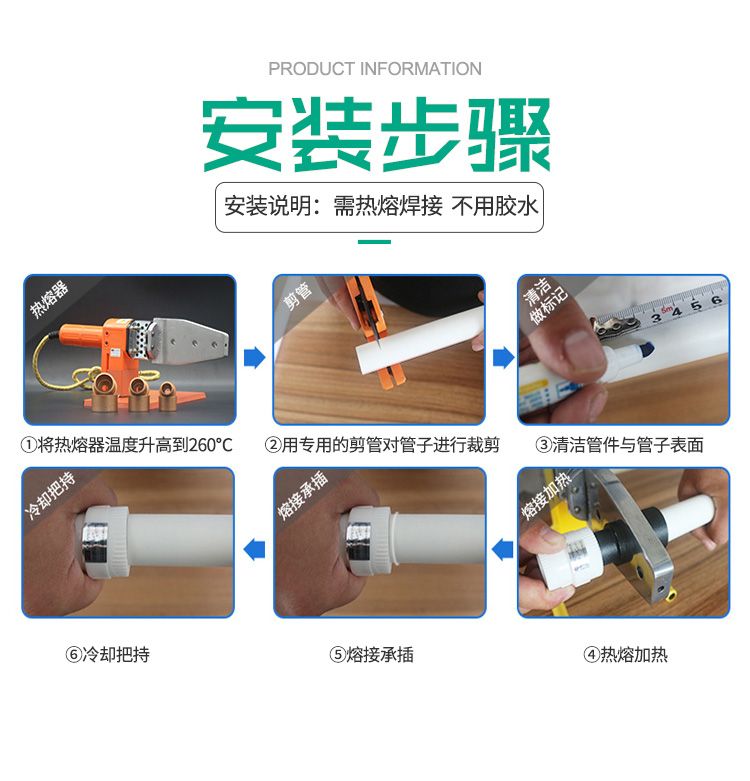 PPR热熔水管2寸一寸 水管塑料1寸4分自来水软管家用太阳能热水管详情图15