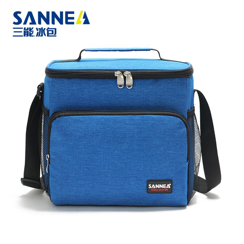 Three-energy solid-color Oxford cloth double-layer insulated bag, hand-held diagonal cross insulated bag, fresh-keeping and cold-keeping lunch box bag in stock for wholesale Item Picture