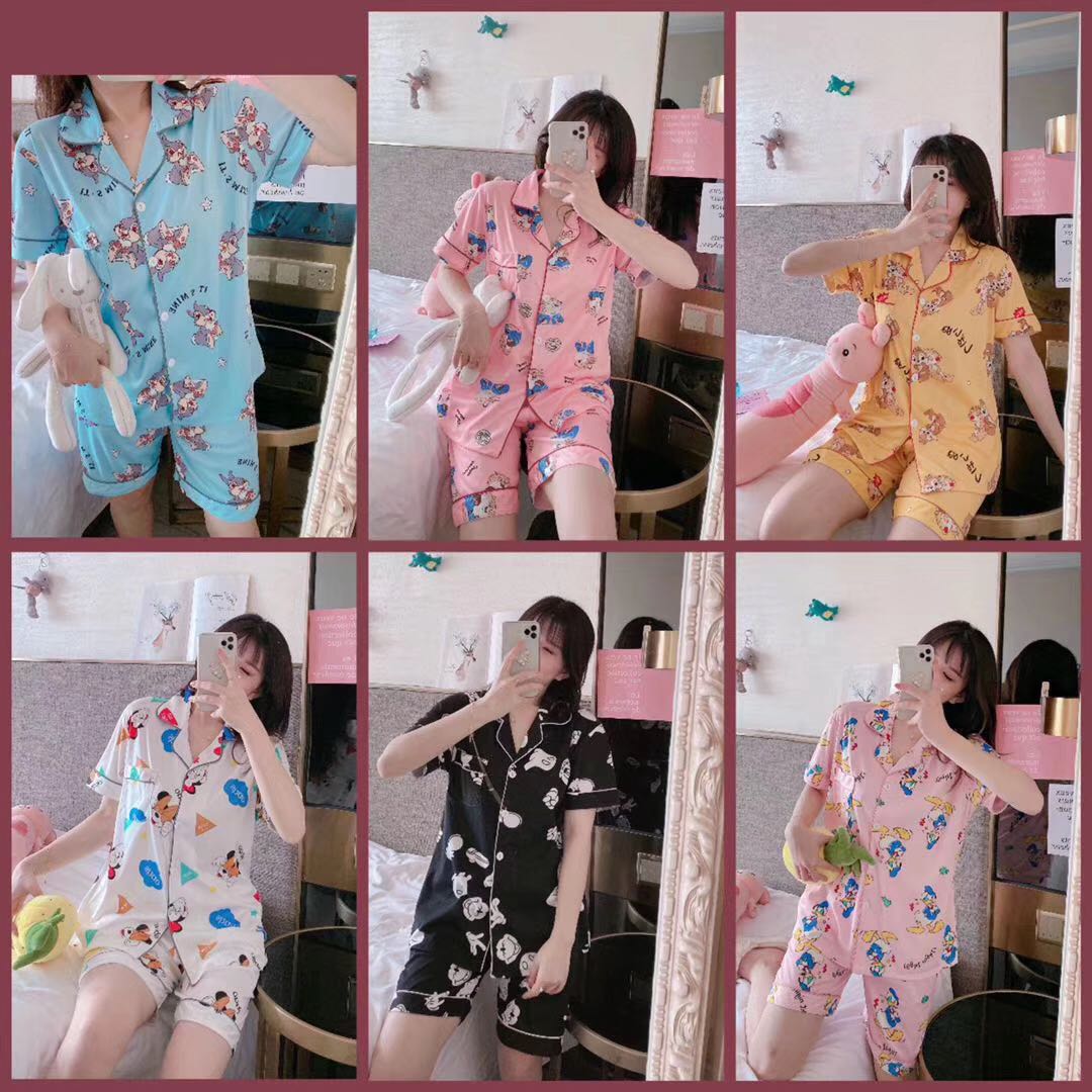 Double Milk Silk Pajamas Set, Home Wear, Pattern, Four Yards M, L, Xl, Xxl undefined