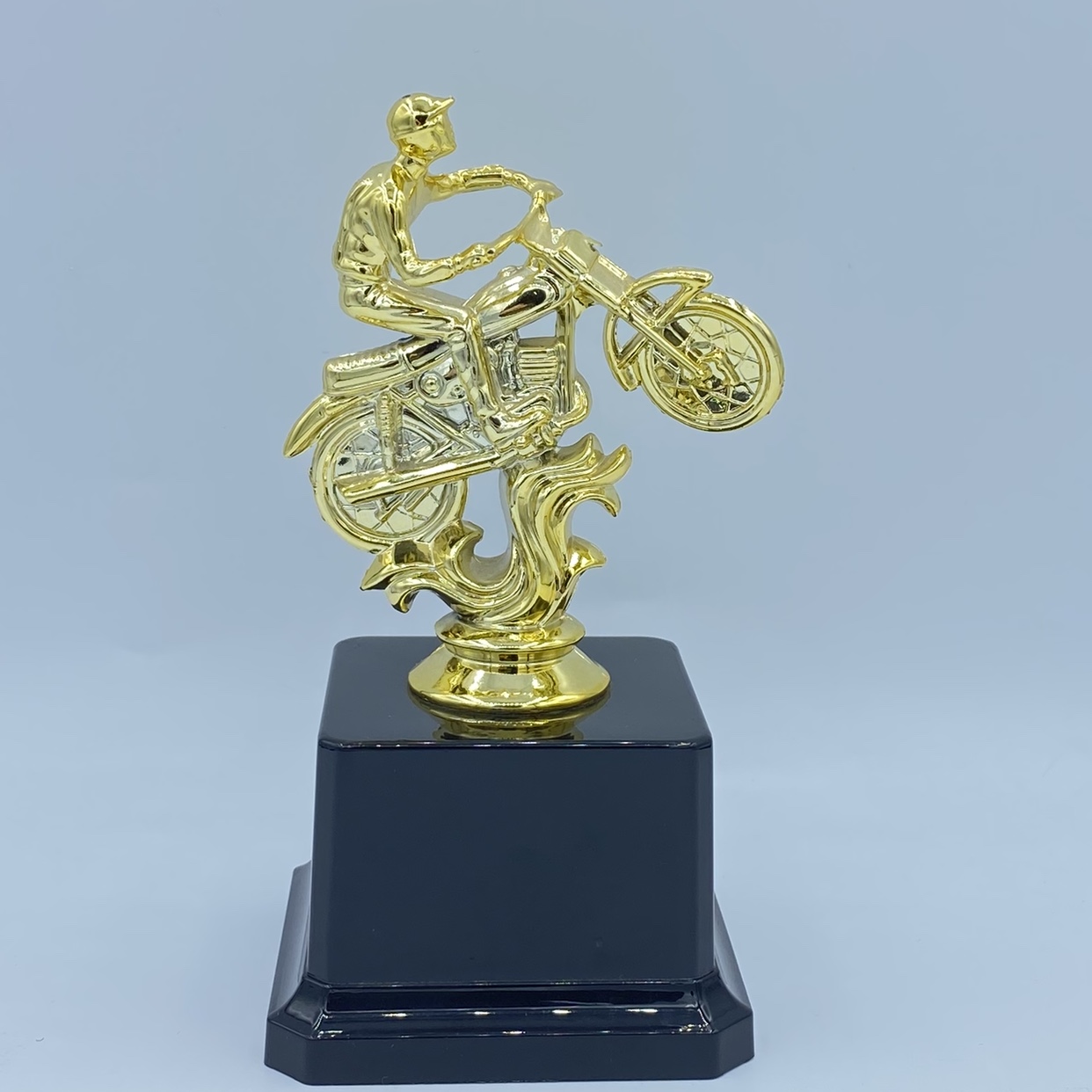 Motorcycle race glorious trophy and medal source manufacturer, plastic products production, 14CM customizable logo details Picture