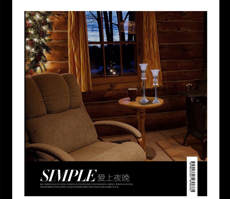 Modern and simple ironwork crystal candlestick, fashionable wedding decoration, road guide decoration, silver chrome Wanfu crystal 023121 detail image 4