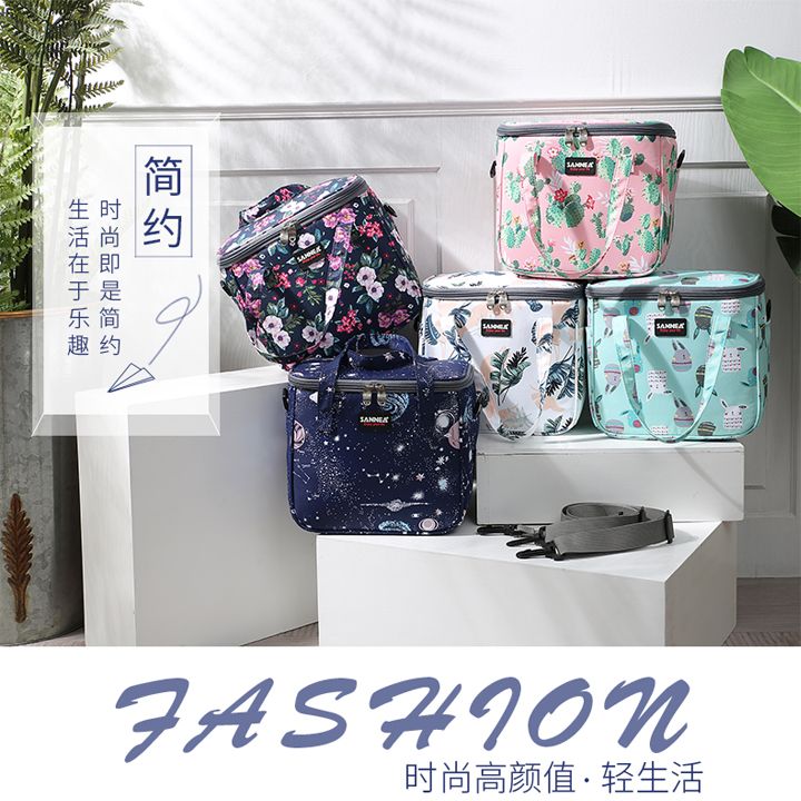 SANNE保温袋PEVA防水午餐包 手提简约折叠户外野餐包母乳保鲜冰包详情图1