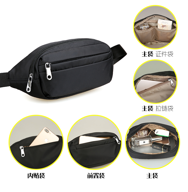 BOBO waist bag, men's waterproof nylon chest bag, women's crossbody multi-functional sports and casual fabric waist bag, trendy detail image 7