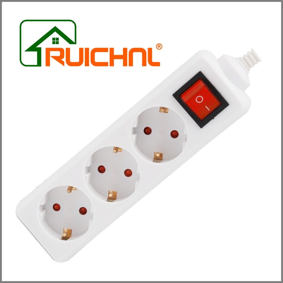 欧式拖线板 3孔德式插板 带开关插座 CE认证 品质保证