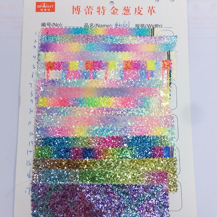 Hot style rainbow glitter leather manufacturers recommend the new printed glitter chinle leather thumbnail