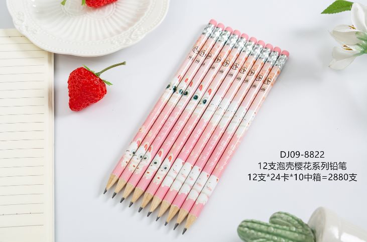 Yiwu Quality Product: 12 HB Pencils from Little Pine Tree Unicorn-horned Deer, Cherry Blossom Series Writing Pen DJ09-8822 Specification image