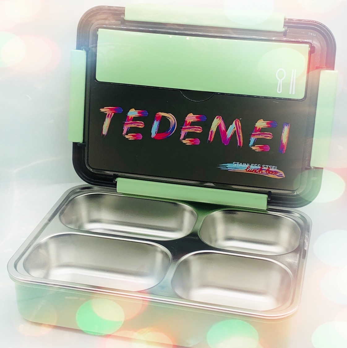 Tedemei Yue Leduoge stainless Steel Lunch box! 1000ML large capacity, with tableware included. details Picture