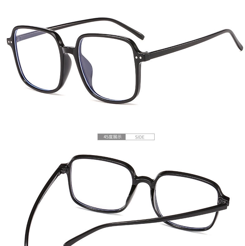Black thick-framed simple new Korean lazy person's style flat light myopia glasses frame for women with big round faces details Picture
