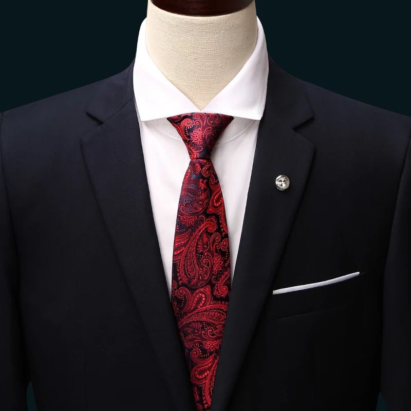 时尚红色结婚领带男 正装商务新郎伴郎婚礼职业窄休闲韩版酒红色细节图