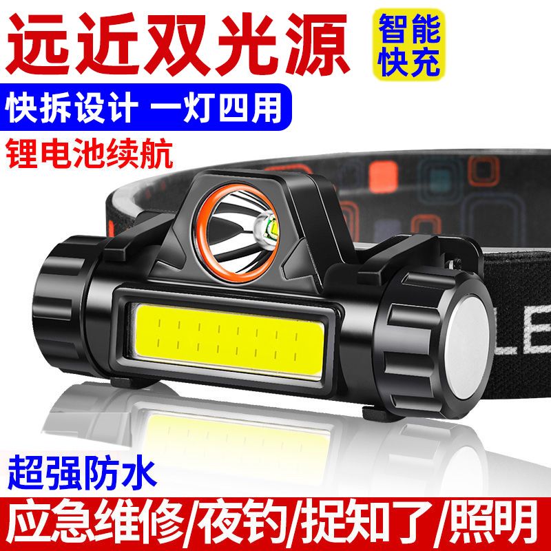 跨境led头灯强光cob头戴式户外夜钓鱼灯磁铁工作灯矿灯防水手电筒图